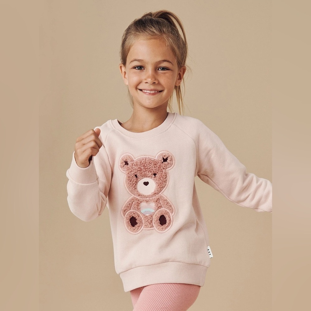 Huxbaby Pink Organic Rainbow Bear Matching Set sz 7 color Rose